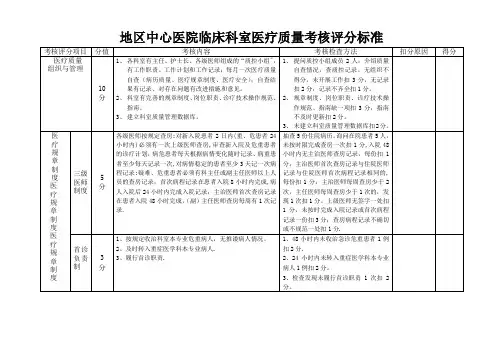医疗质量考核评分表