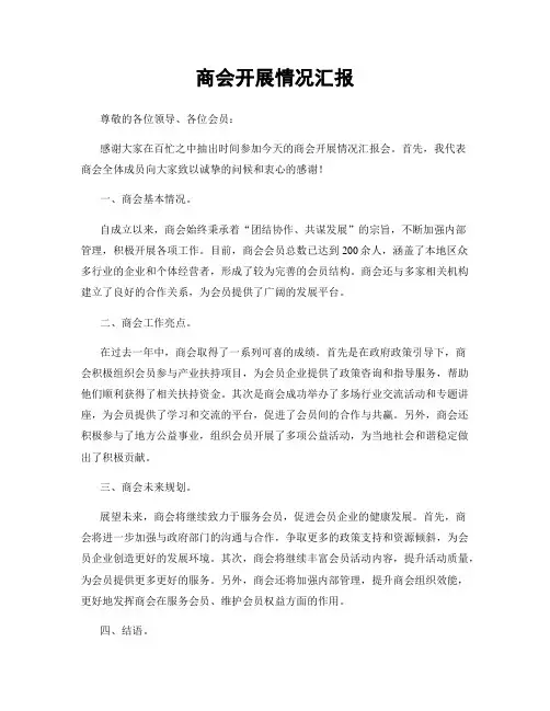商会开展情况汇报
