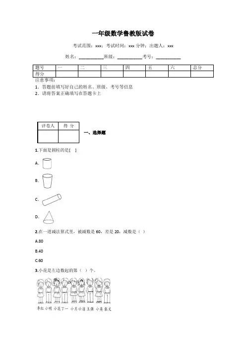 一年级数学鲁教版试卷