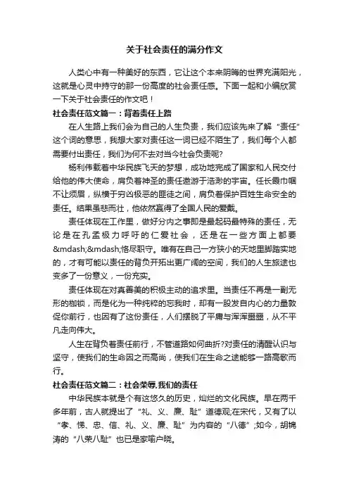 关于社会责任的满分作文