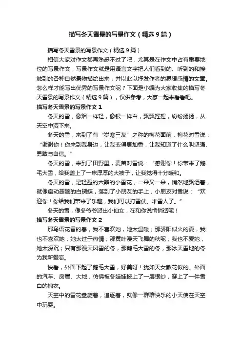描写冬天雪景的写景作文（精选9篇）