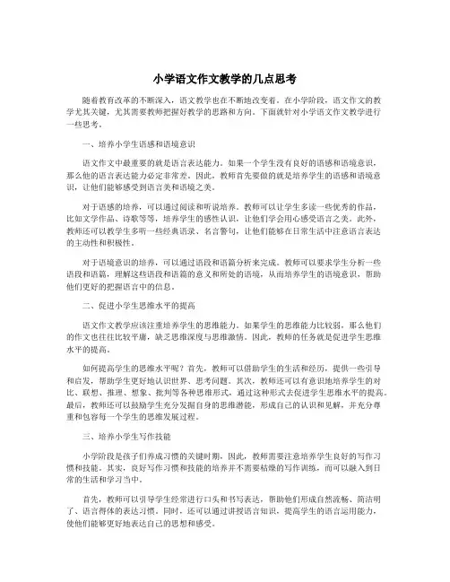 小学语文作文教学的几点思考