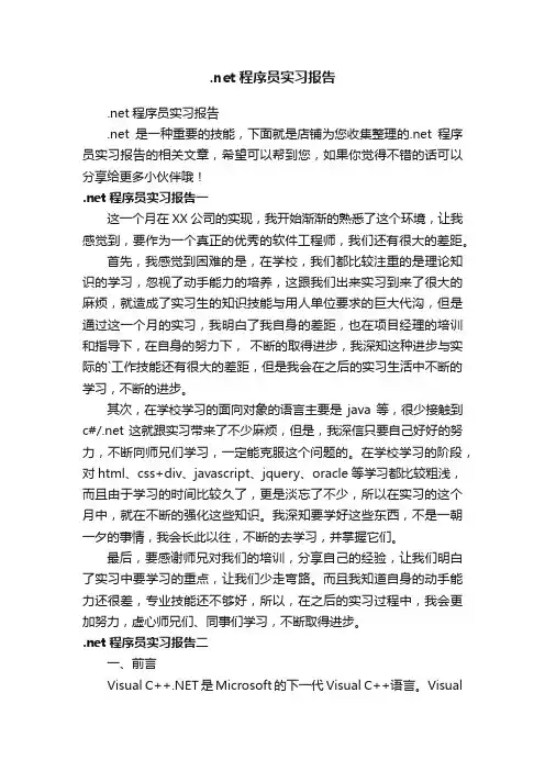 .net程序员实习报告