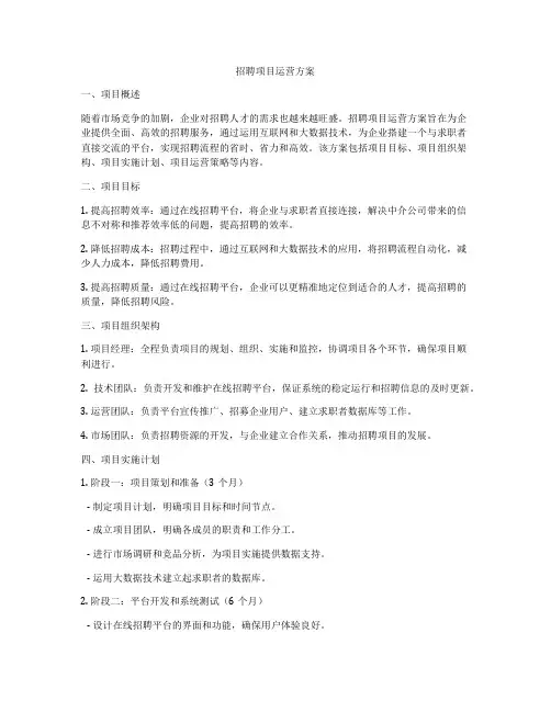 招聘项目运营方案