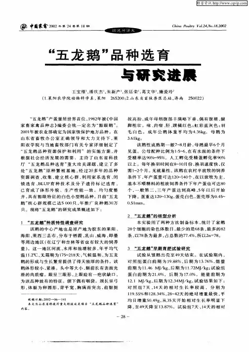 “五龙鹅”品种选育与研究进展