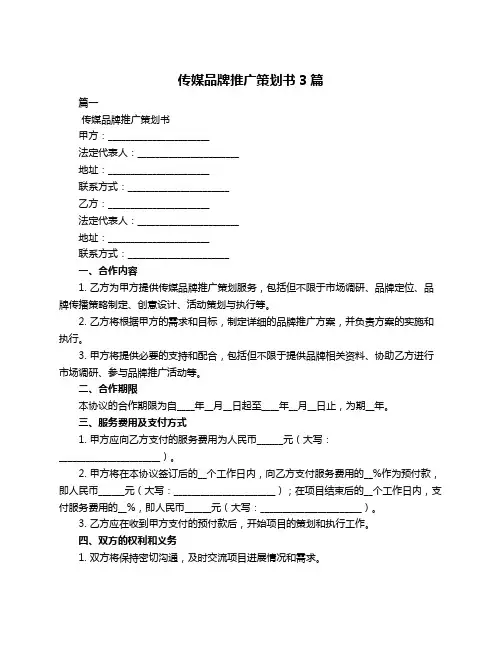 传媒品牌推广策划书3篇