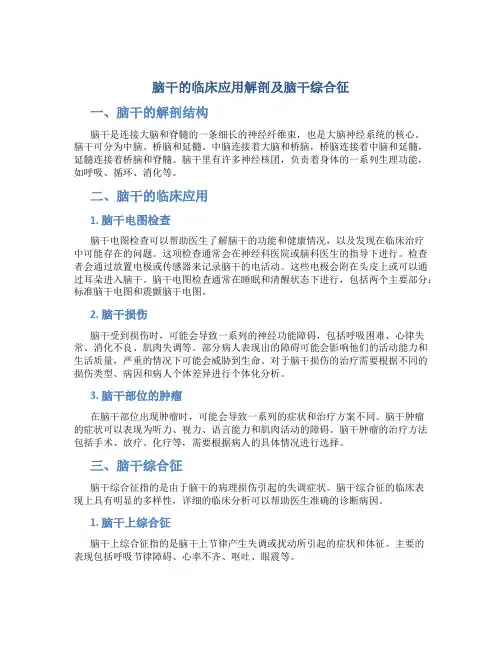 脑干的临床应用解剖及脑干综合征