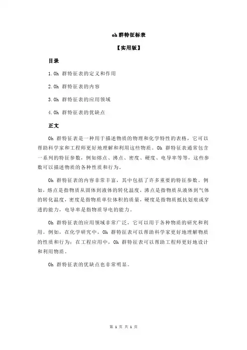 oh群特征标表