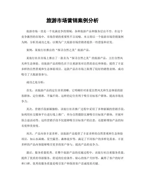 旅游市场营销案例分析