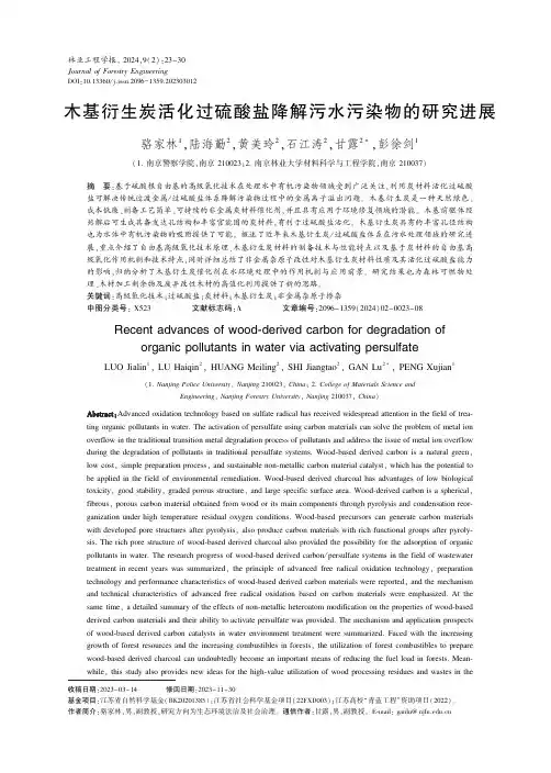 木基衍生炭活化过硫酸盐降解污水污染物的研究进展
