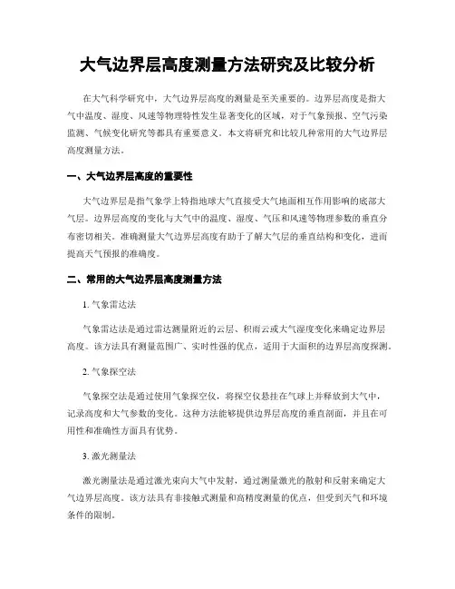 大气边界层高度测量方法研究及比较分析