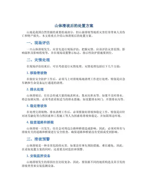 山体滑坡后的处置方案