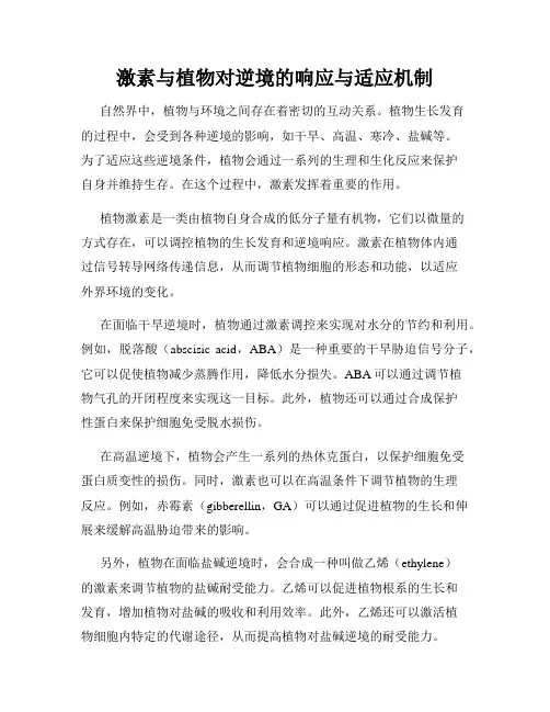 激素与植物对逆境的响应与适应机制