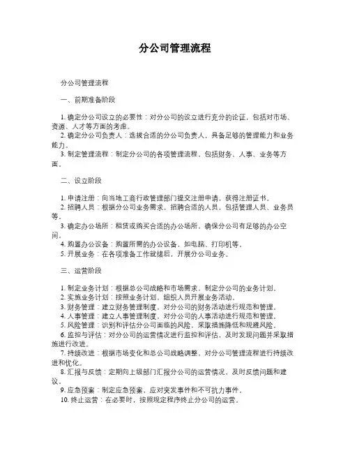 分公司管理流程
