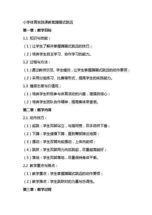 小学体育实践课教案蹲踞式跳远