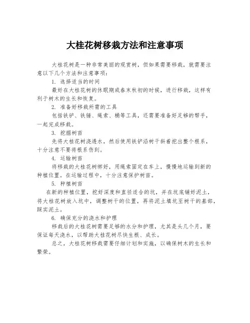 大桂花树移栽方法和注意事项