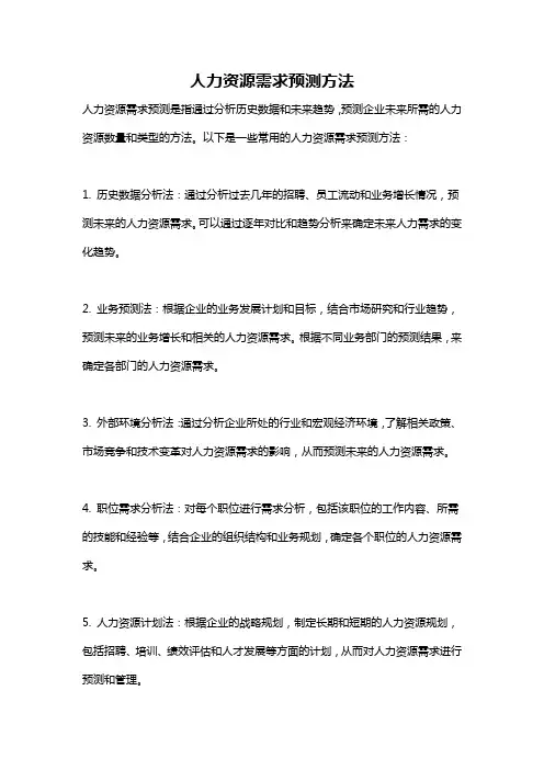 人力资源需求预测方法