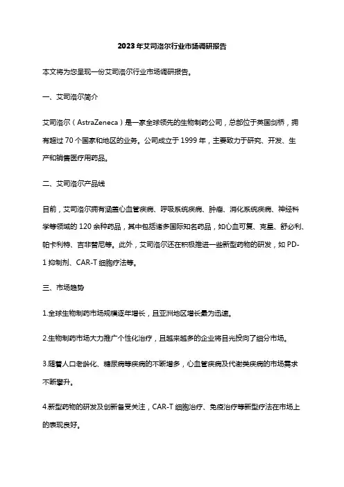 2023年艾司洛尔行业市场调研报告