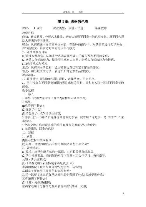 人美版 第7册美术教案(最全的,含板书、反思、范画的空白格式)