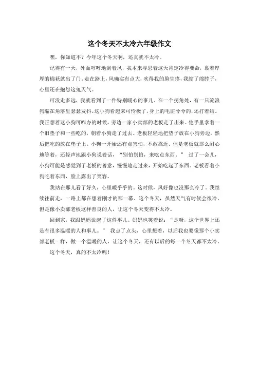 这个冬天不太冷六年级作文