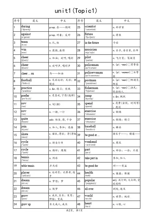 (完整)新版仁爱版英语八年级上册单词表(带音标)