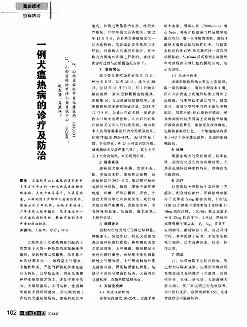 一例犬瘟热病的诊疗及防治