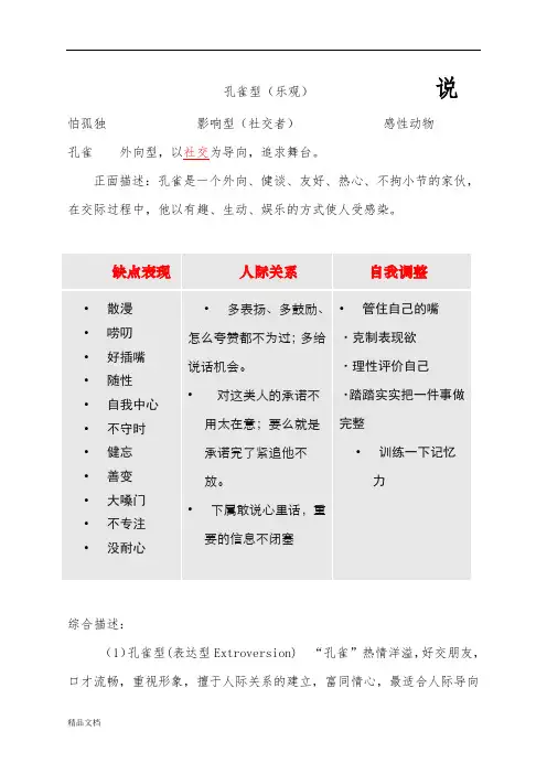 孔雀型性格分析总结.doc