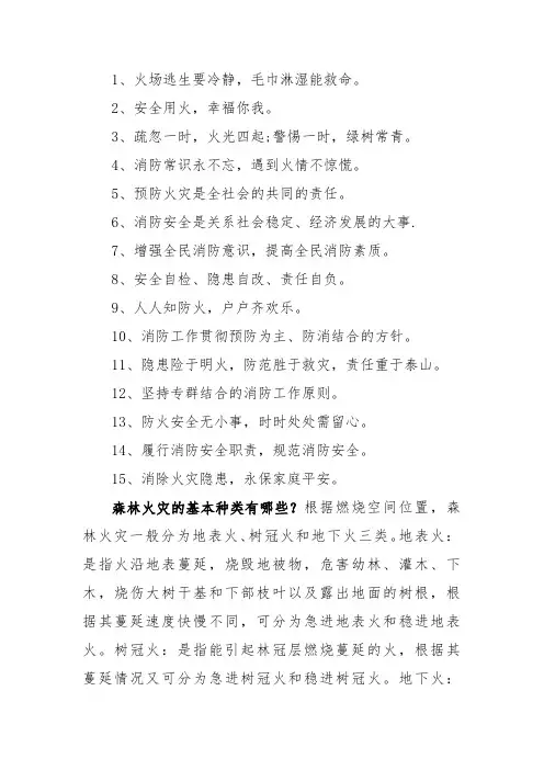 防火安全知识宣传语