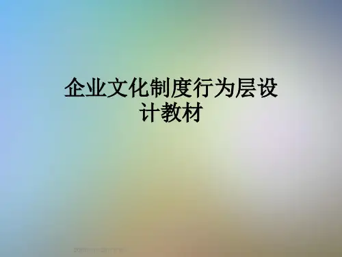 企业文化制度行为层设计教材