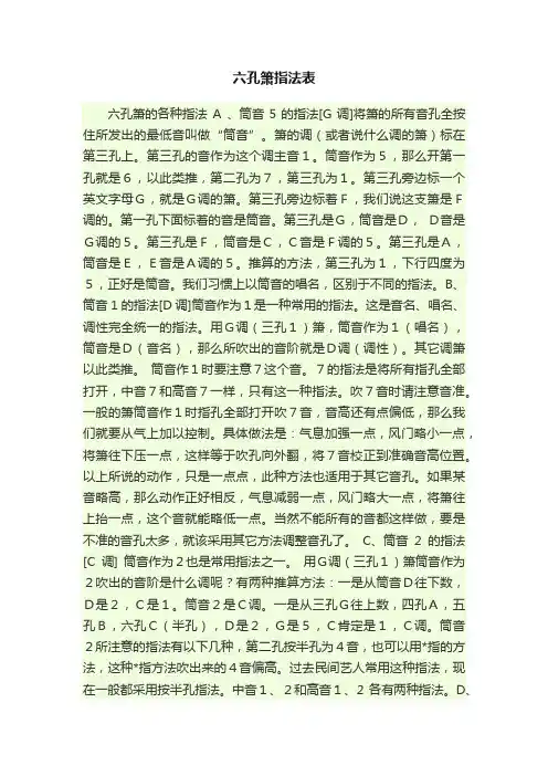 六孔箫指法表