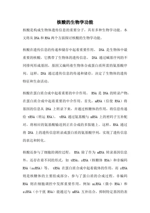 核酸的生物学功能