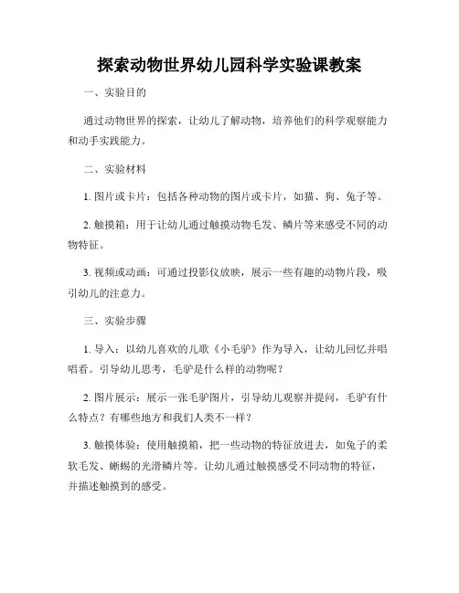 探索动物世界幼儿园科学实验课教案