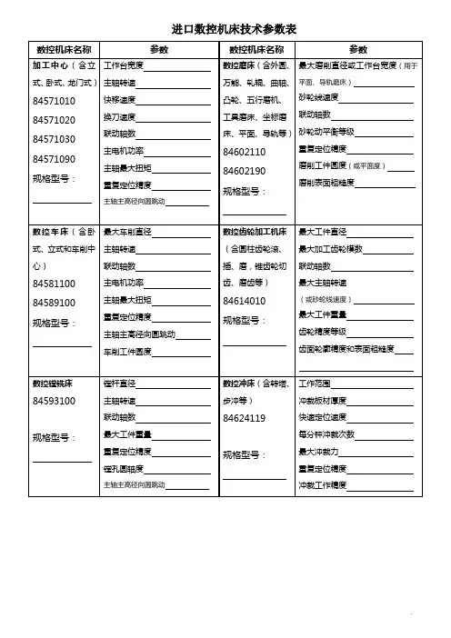 进口数控机床技术参数表(3)