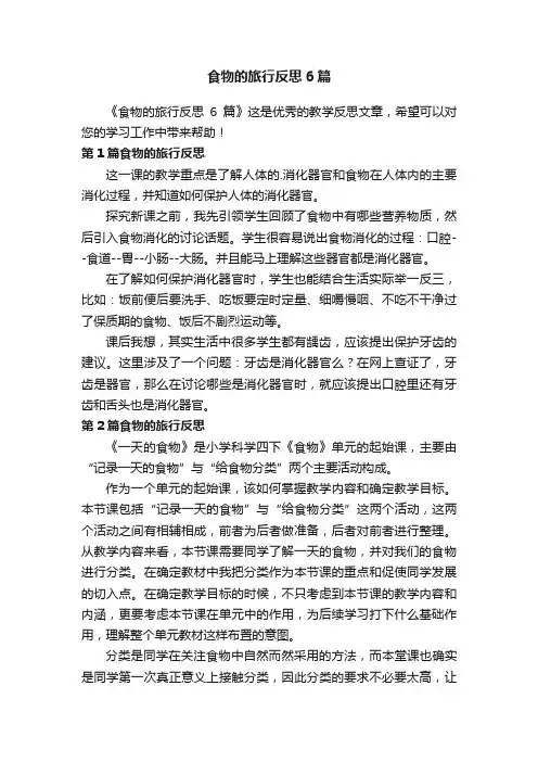 食物的旅行反思6篇