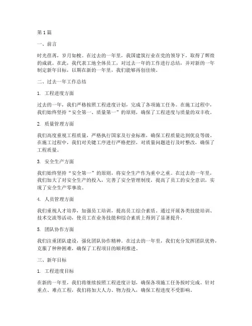 工地年度总结新年目标(3篇)
