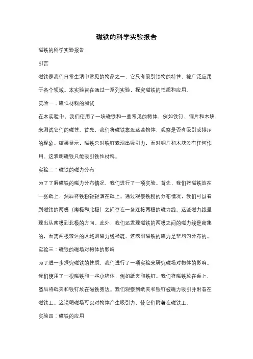 磁铁的科学实验报告