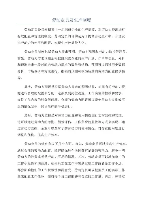 劳动定员及生产制度