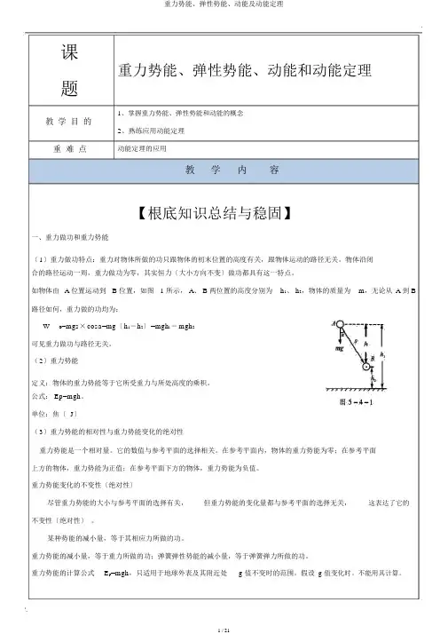 重力势能、弹性势能、动能及动能定理