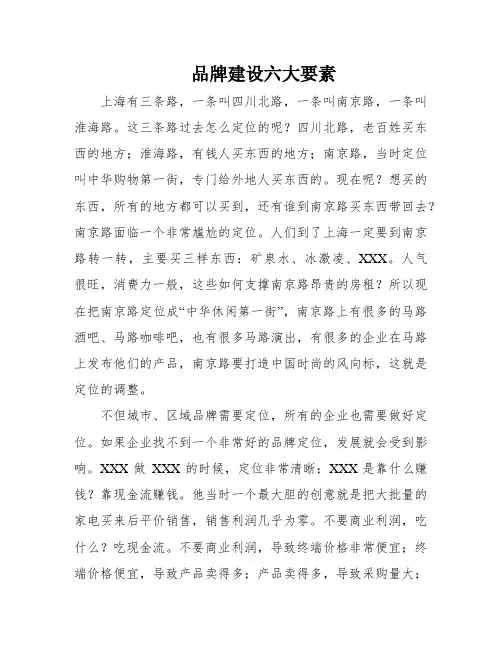 品牌建设六大要素