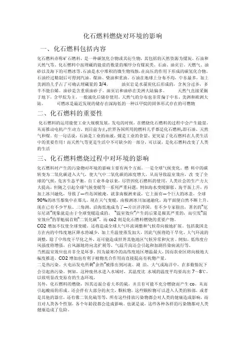 化石燃料燃烧对环境的影响