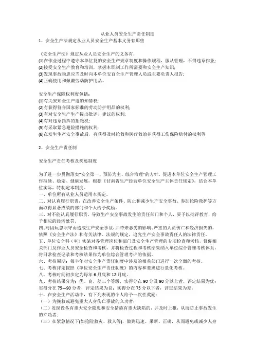 从业人员安全生产责任制度安全生产