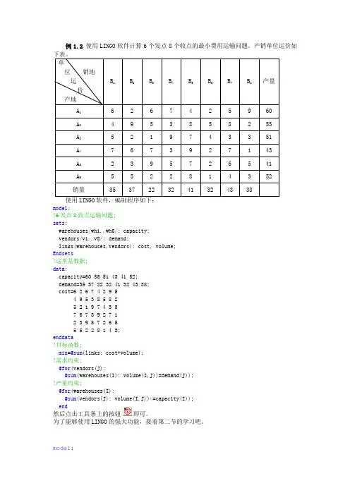 lingo常用算法