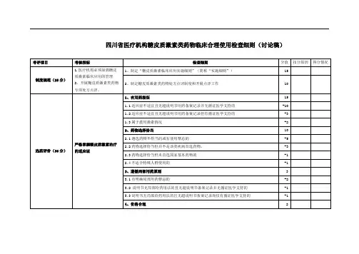 四川省糖皮质激素类药物临床合理使用检查细则