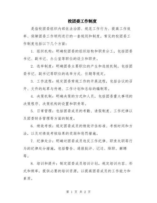 校团委工作制度