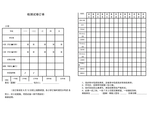 小学期末质量检测成绩统计表