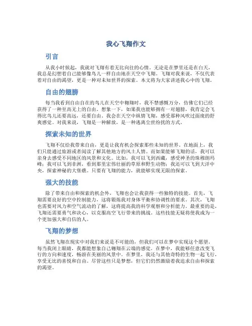 我心飞翔作文