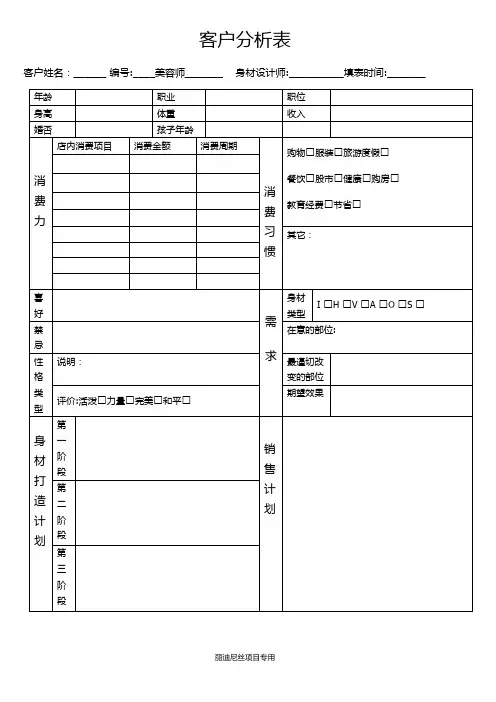美容院客户分析表