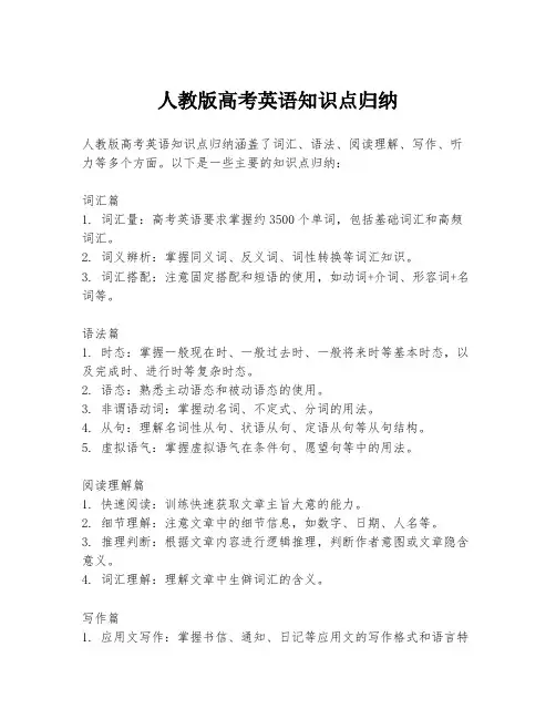 人教版高考英语知识点归纳
