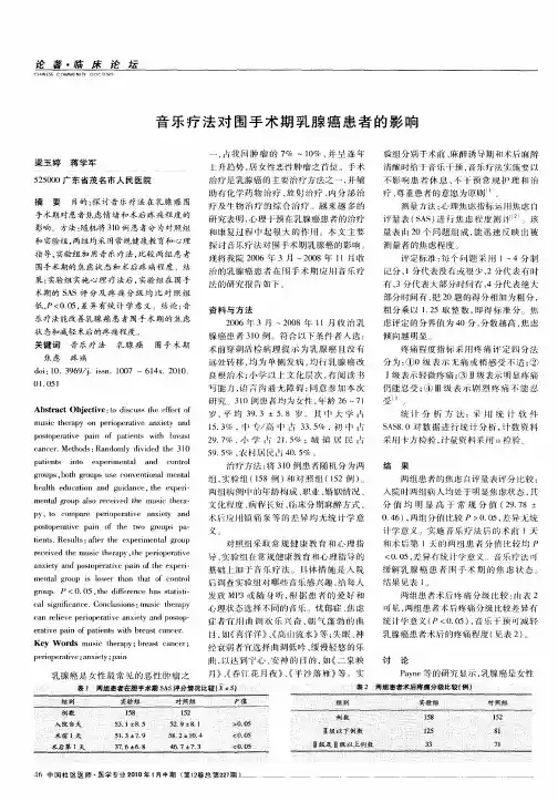 音乐疗法对围手术期乳腺癌患者的影响