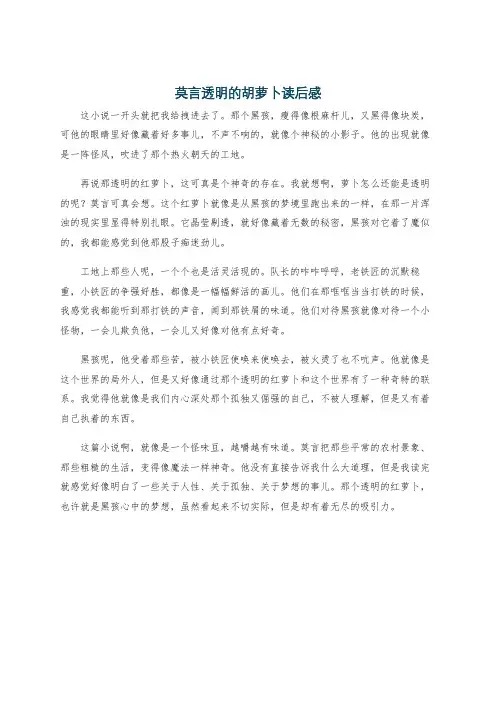 莫言透明的胡萝卜读后感